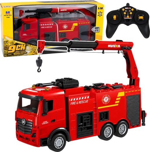 Huina RC-brandweerwagen met kraan en waterkanon 1:18