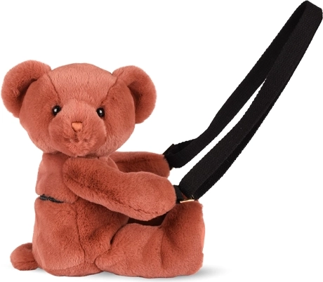 Doudou pluche schoudertas beertje terracotta 30 cm