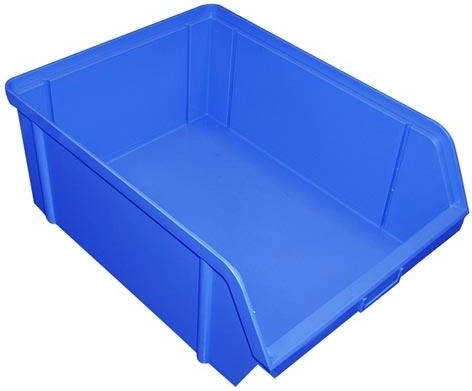 Opslagbak met afgeschuinde voorkant 300 × 200 × 142 mm, kunststof, blauw, draagvermogen 20 kg