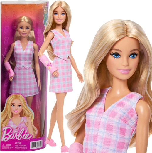 Barbie Fashionistas pop in roze ruit met roze armspalk