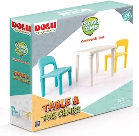 Dolu kinderset: witte tafel en 2 stoeltjes