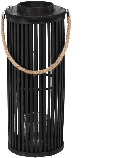 Houten lantaarn 50 × 24 cm zwart