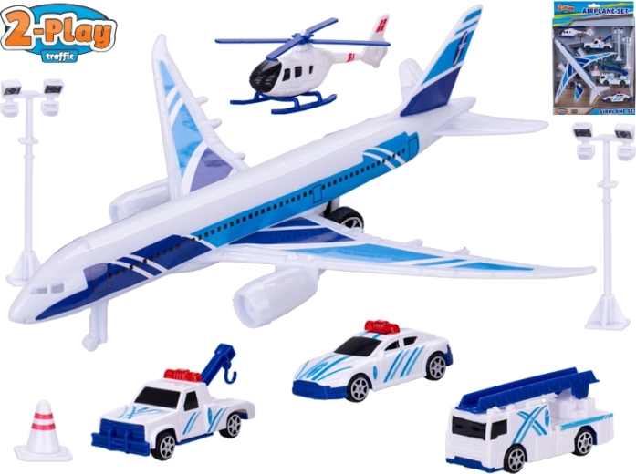 Kinder vliegtuig met terugtrekmechanisme met voertuigen en accessoires 2-Play Traffic