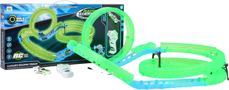 Lichtgevende racebaan met RC-autootje, 35 onderdelen