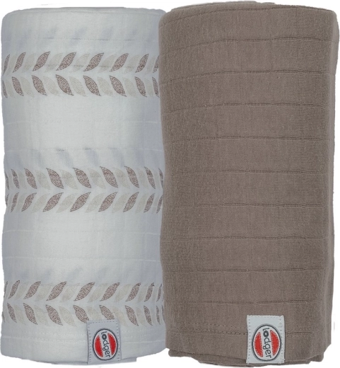 Lodger swaddler Solid matcha set 2 stuks 110 x 110 cm birch/buffalo
