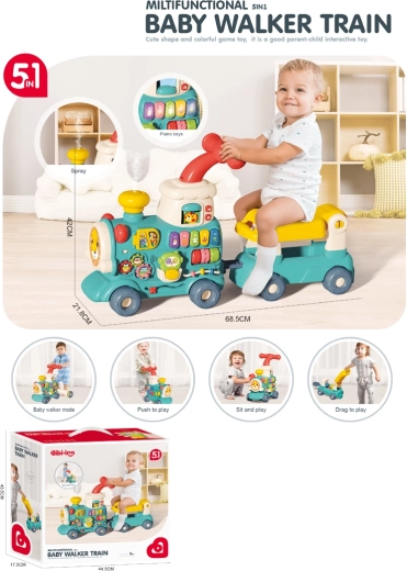 Loopwagen locomotief voor kinderen 5-in-1 – blauw