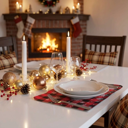 Kerstplacemat met sneeuwvlok 45 × 30 cm