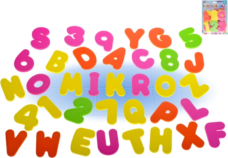 Schuimletters en -cijfers voor in bad – educatieve set van 36 stuks