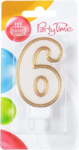 Verjaardagskaars cijfer 6 goud