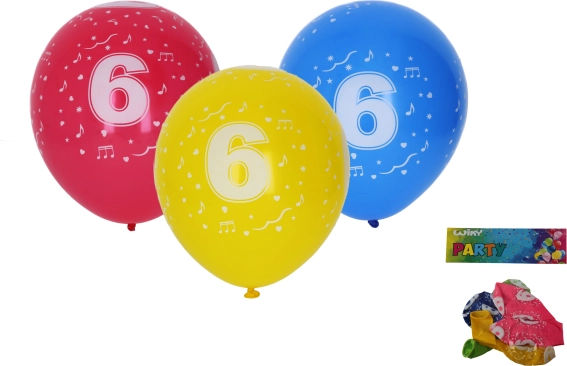 Ballonnen 30 cm met nummer 6 – set van 5 stuks