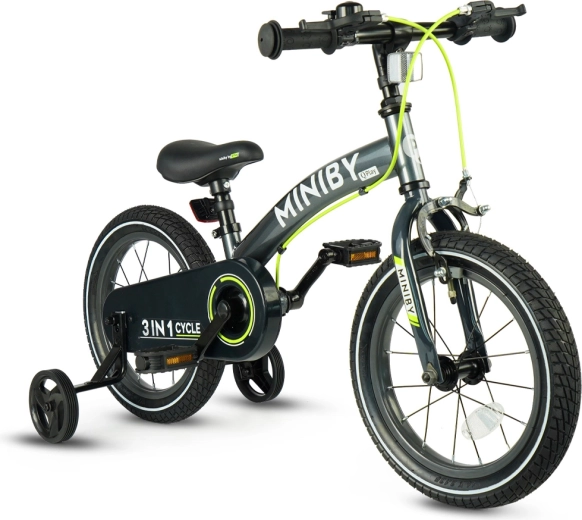 Qplay Miniby 3-in-1 kinderfiets 14" grijs