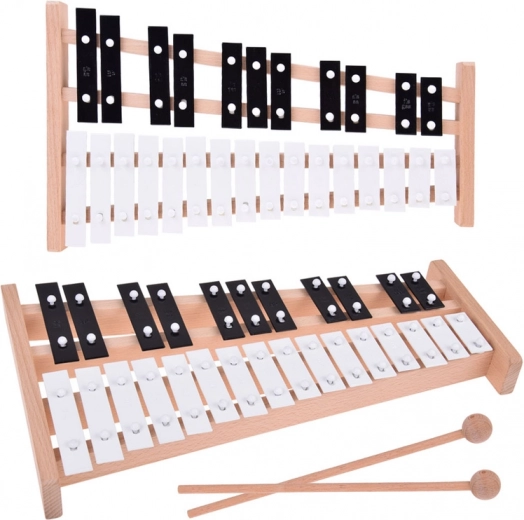 Houten chromatische klokkenspel 27 tonen met stokjes