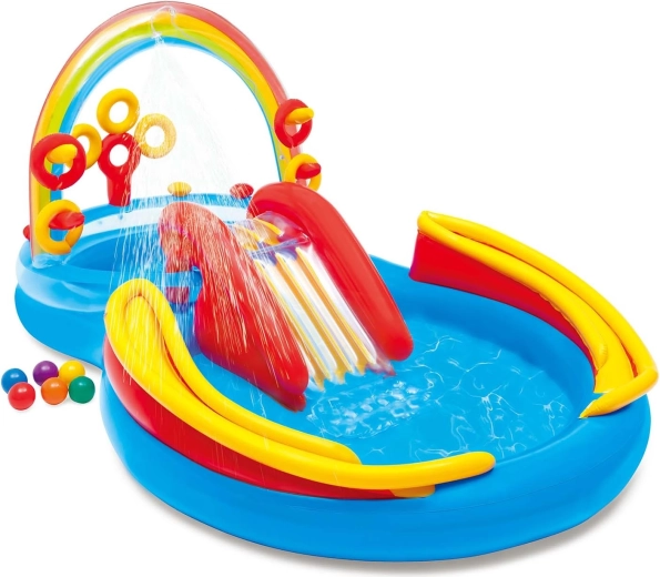 Opblaasbaar waterpark Regenboog 297 × 193 × 135 cm Intex