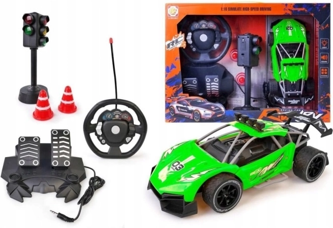 RC-auto met stuur en pedalen