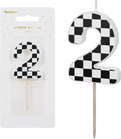 Verjaardagskaars cijfer 2 5,5 cm mix - 1 stuk