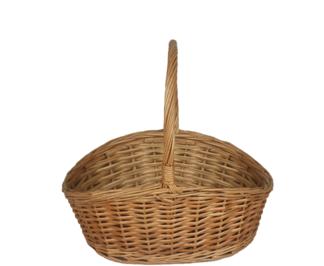 Natuurlijke rieten mand met handvat 39 × 31 × 17/35 cm