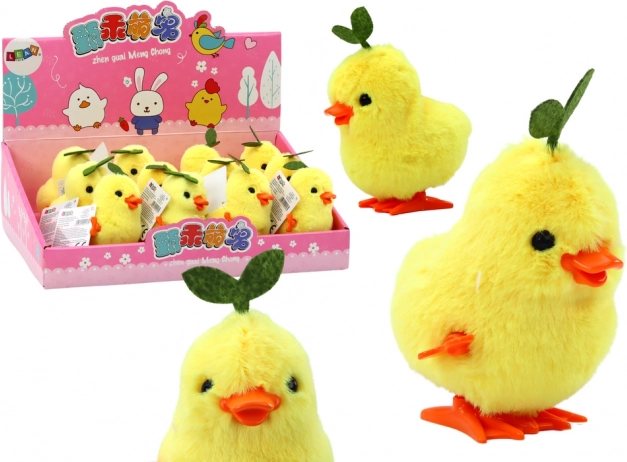 Geel opwindkuikentje met blaadje