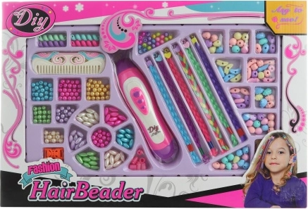 haarstudio met elektrische vlechtmachine en kralen voor kinderen