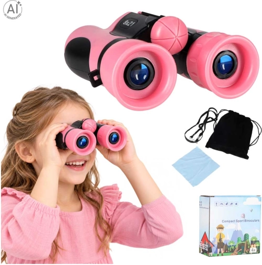 Kinderverrekijker 8x21 met etui, roze