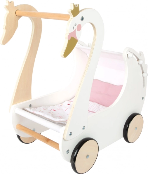 Houten kinderwagen Zwaan