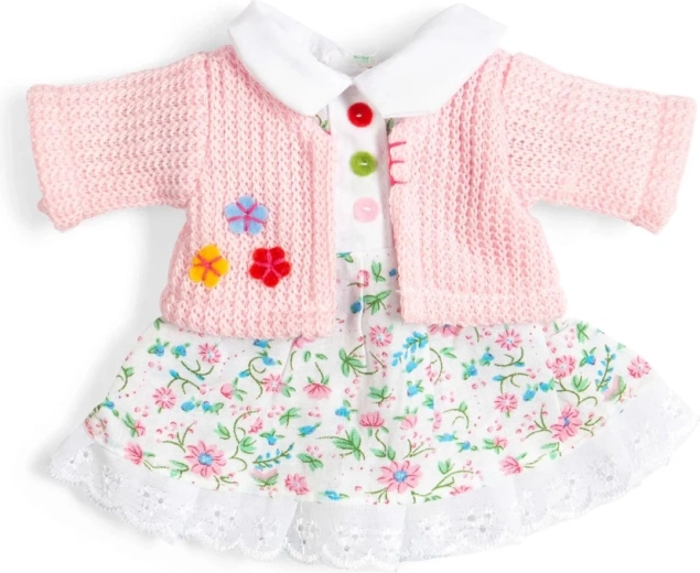 Bigjigs Toys roze bloemenjurk en vestje voor pop 28 cm