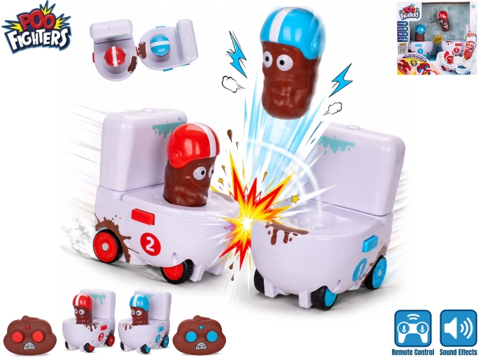 Poo Fighters RC-gevecht tussen toiletten met geluid - 2 stuks