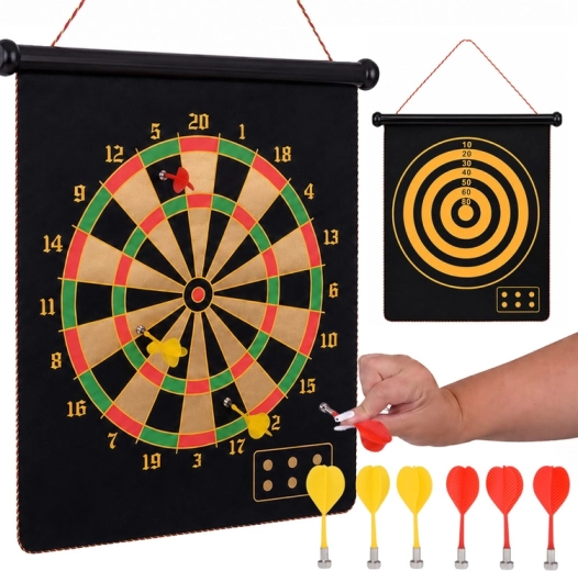 Dubbelzijdig magnetisch dartbord met 6 magnetische pijltjes