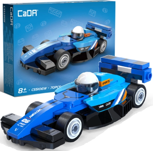 CaDA bouwset raceauto Circuit Racing Car blauw (70 onderdelen)