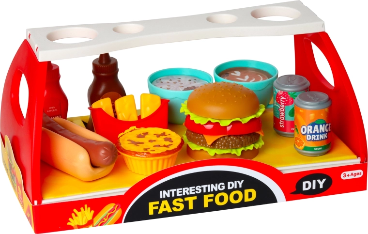 Fastfoodset voor kinderen – hamburger en hotdog met accessoires
