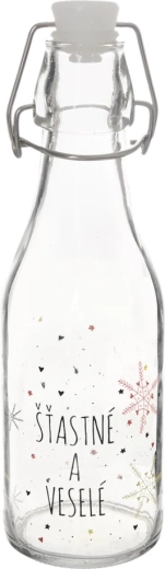 Glazen fles VLOKJE met metalen klepsluiting 0,29 l rood