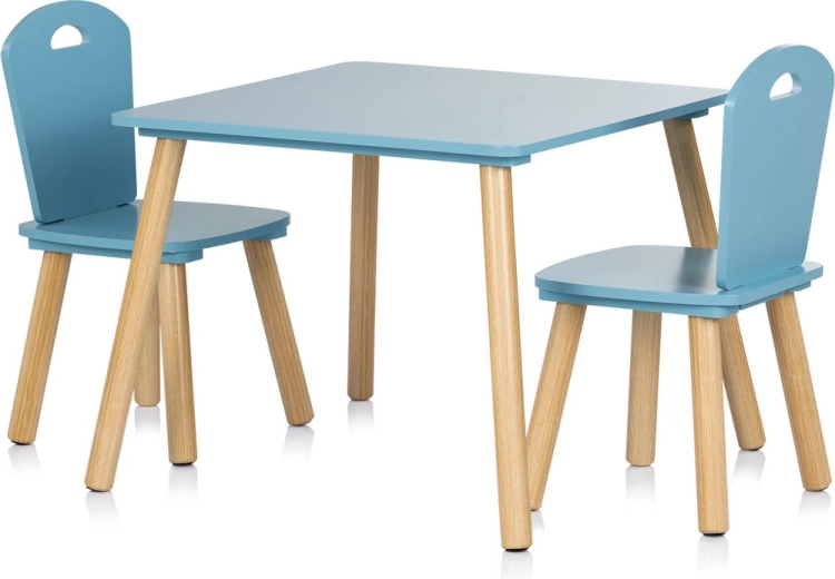 Kinder houten tafeltje en 2 stoelen Blue CHIPOLINO