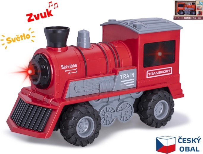 Locomotief met licht en geluid rood 22,5 cm (1:16)