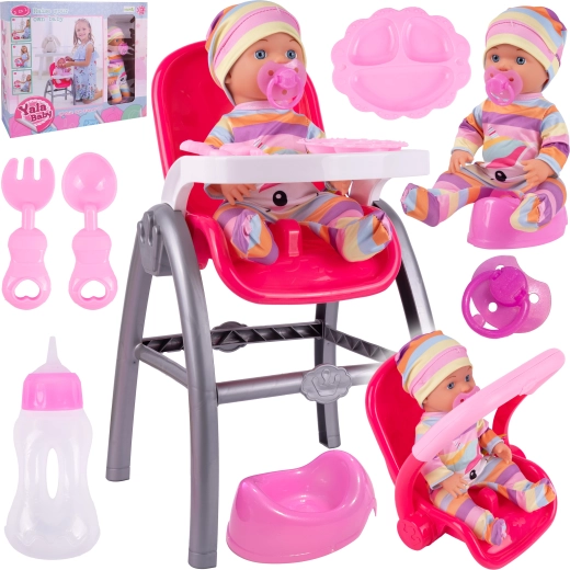 Pop met kinderstoel en accessoires 3-in-1