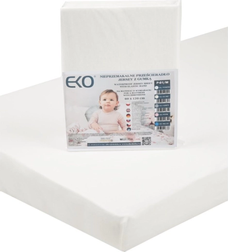 EKO waterdicht hoeslaken van jersey met elastiek wit 120 × 60 cm