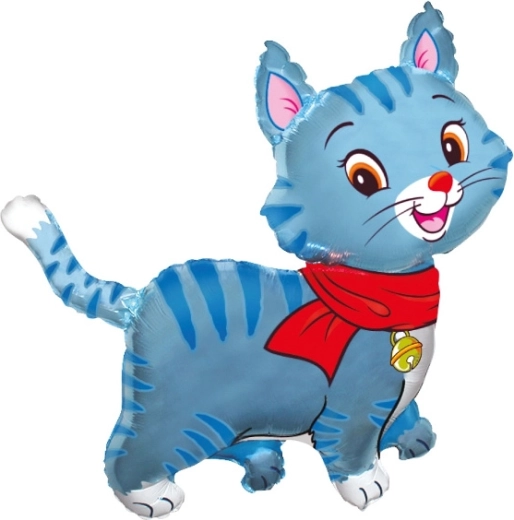 Folieballon mooie poes blauw