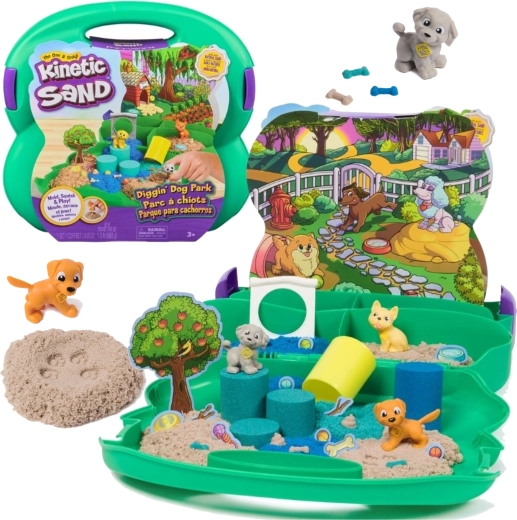 Kinetic Sand Diggin’ Dog Park draagbare set met zand en hondjes