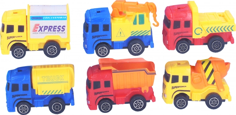 Autoset 6 autootjes met terugtrekmechanisme 6 cm