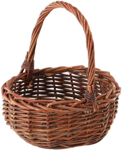 Rieten mand met handvat lichtbruin 28 × 28 cm