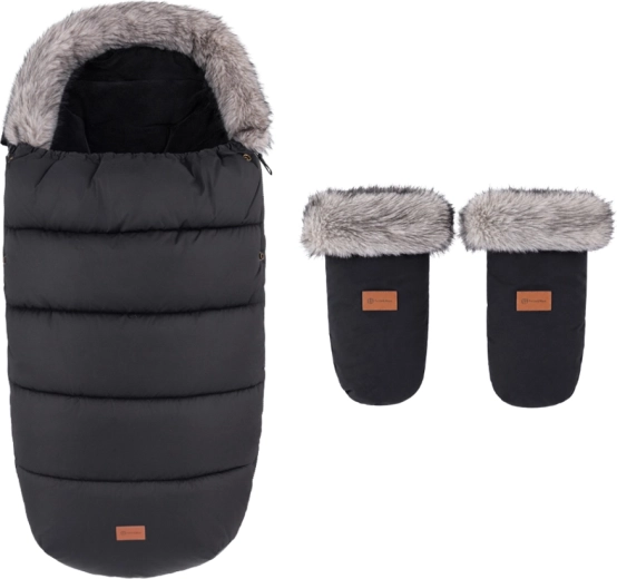 PETITE&MARS winterset: voetenzak comfy 4-in-1 + kinderwagenhandschoenen fjora, forever black