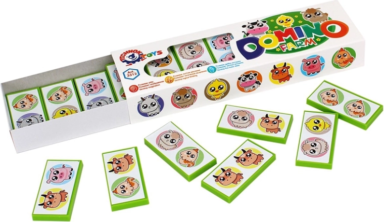 Domino boerderijdieren in een doosje