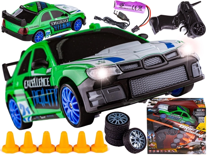 RC drift auto 1:24 4WD 2,4 GHz groen
