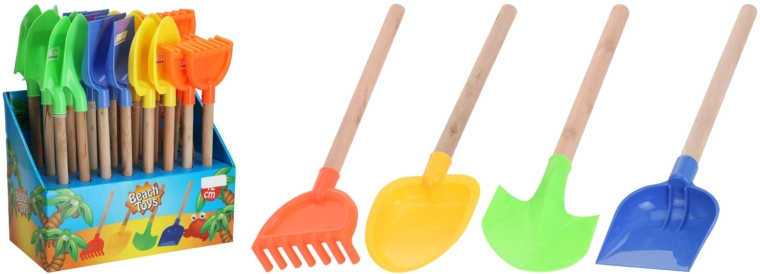 Kinderschep voor op het strand 42 cm met houten handvat