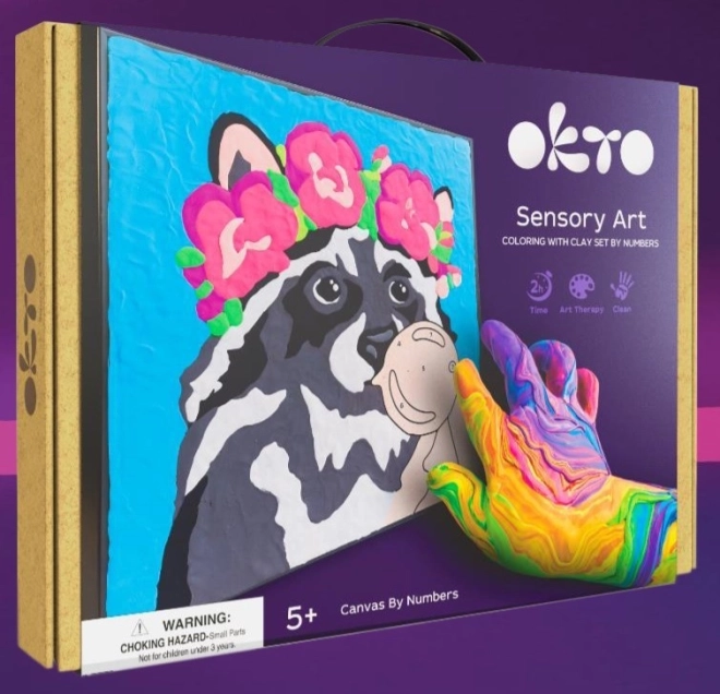 Creatieve set canvas schilderen met wasbeer 29 × 29 cm