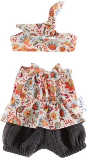 Tuniek met broek en polsriem voor pop van 32 cm in kleurencombinatie