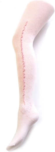 Kinder katoenen jacquard panty NEW BABY wit met vlindertje 116–122