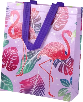 Cadeautas met flamingo’s paars 30,5 × 24,5 × 10 cm