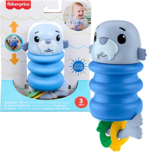 Zintuiglijke rammelaar voor baby’s met zeehond en siliconen veer FISHER-PRICE