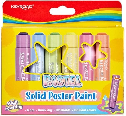 Vaste temperaverf in stick KEYROAD Pastel – set van 6 stuks
