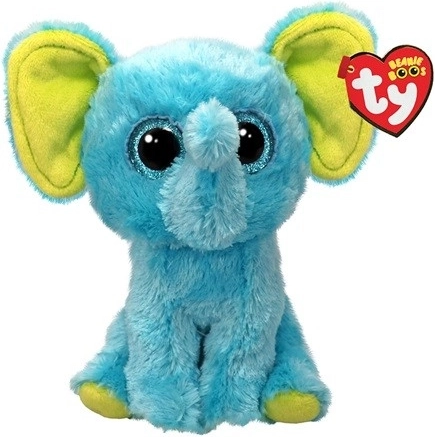 Pluchen TY-olifant blauw 15 cm