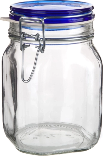 Hermetische glazen pot 1 l met beugelsluiting Fido Blue
